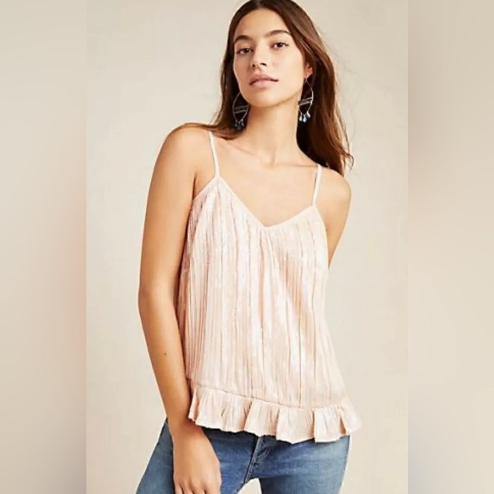 Anthropologie Amelie beaded cami top peach pink